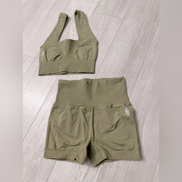 LAST SET & FINAL PRICE NEW Free People Good Karma Square Neck Bra & Shorts COMBO - Picture 5 of 7